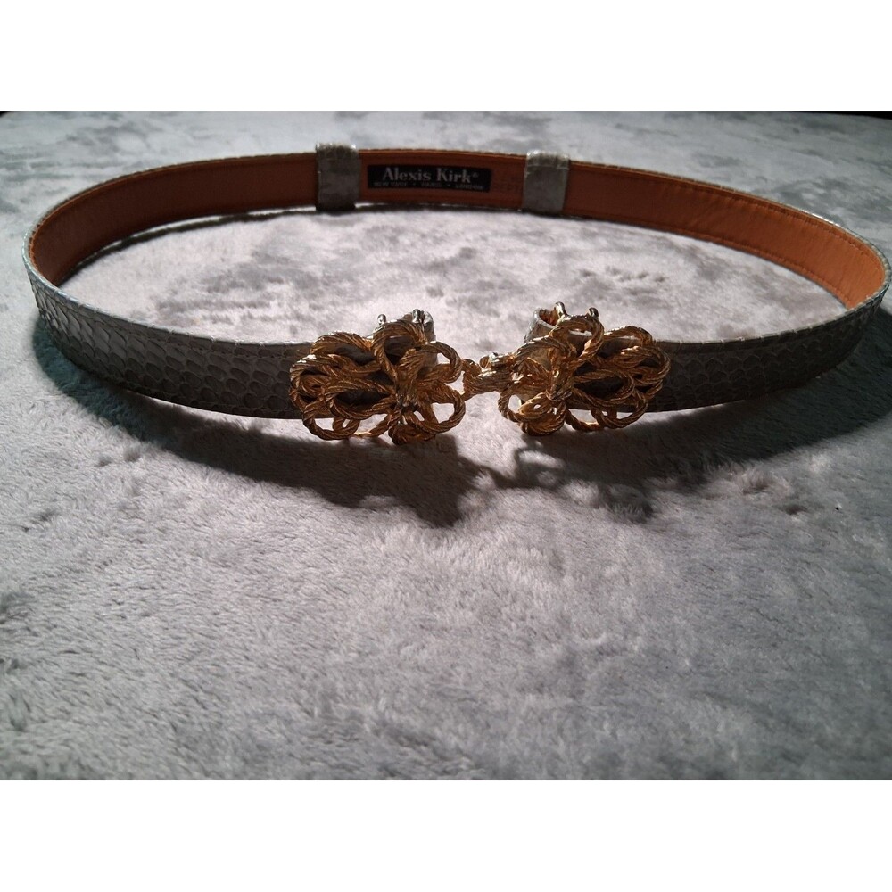Vintage Alexis Kirk Gold Tone Buckle Belt Snakeskin Adjustable Statement